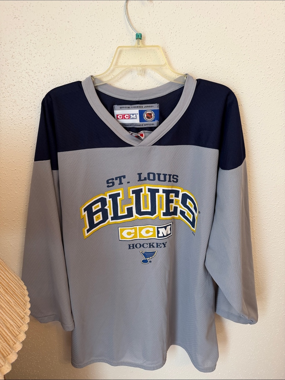 CCM St. Louis Blues Grey and Navy Hockey Jersey